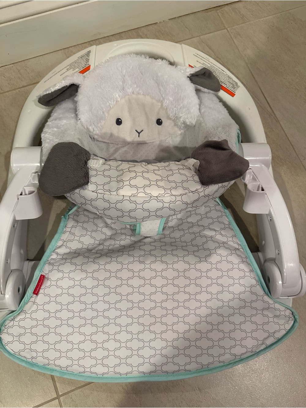 Rare Fisher Price Sit Me Up Plush Lamb Infant Seat Cover - Gray & White